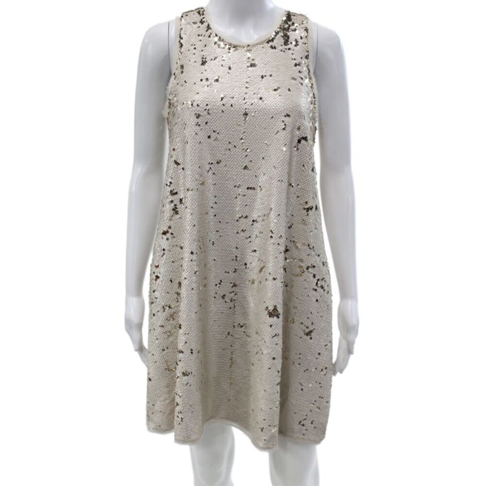 Rachel Rachel Roy Womens Shift Dress Beige Sleeveless Micro Mini Party Size S
